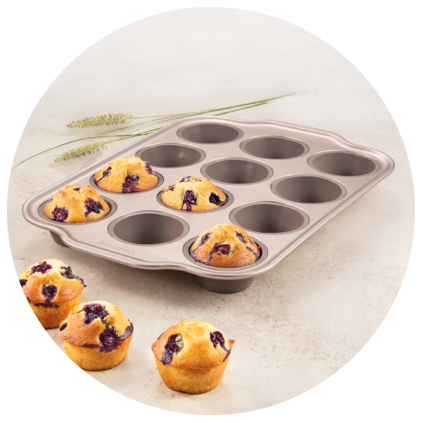 DELÍCIA szilikon sütőforma fém peremmel, 12 muffin - kép