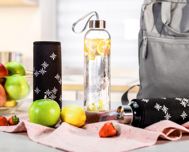Skleněná láhev s termonávlekem myDRINK
