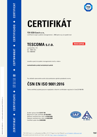 Certifikát TUV 9001