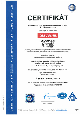 Certifikát TUV 9001
