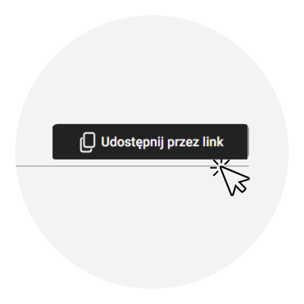 Grafika przedstawia strzałkę kursora wskazującą opcję Udostępnij przez link.