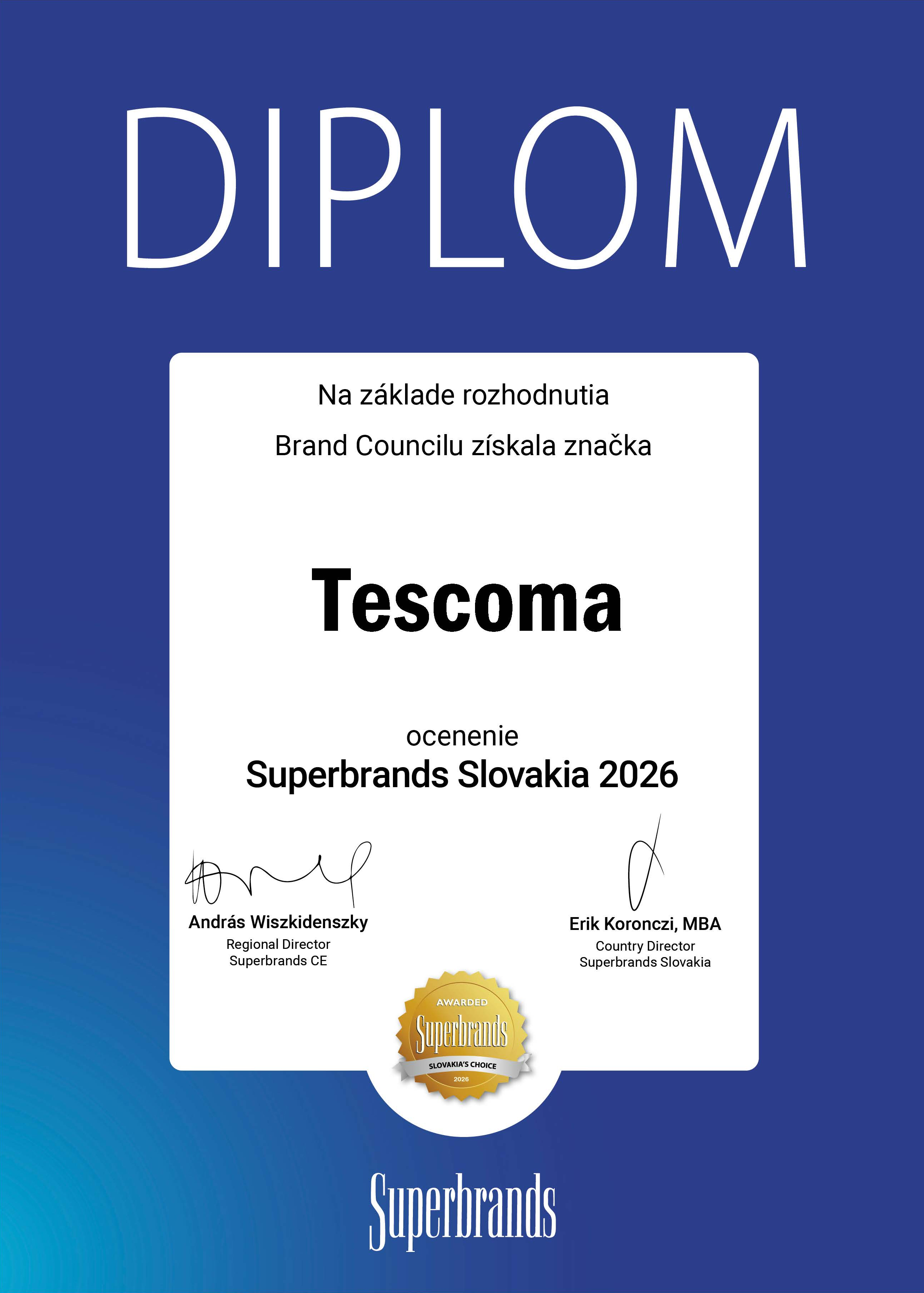 Diplom Superbrands 2026 - obrázok