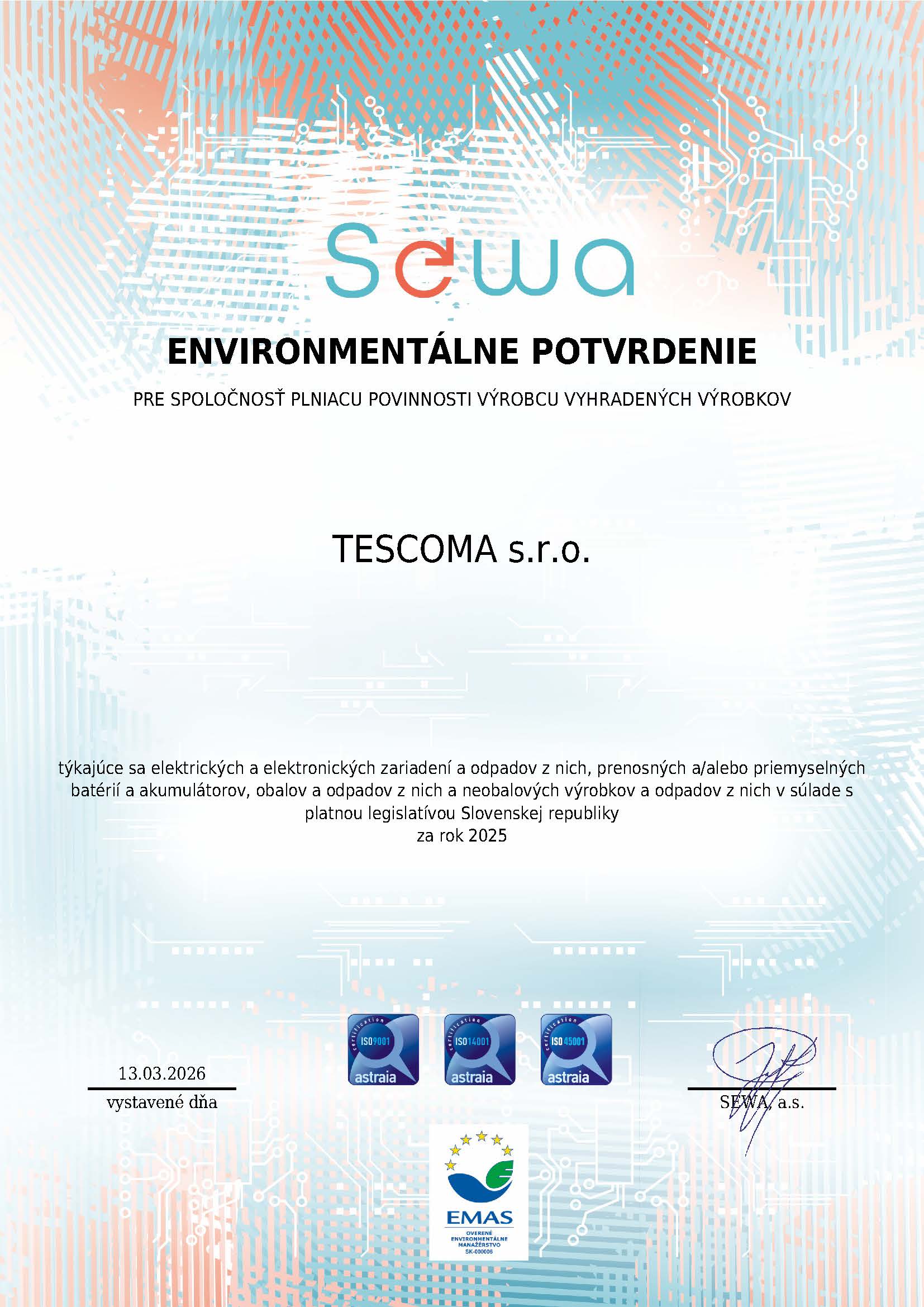 cestifikát sewa 2025